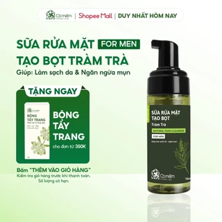 Sữa Rửa Mặt Tạo Bọt Tràm Trà Cho Nam Sạch Sâu Chuẩn Men Kiềm Dầu Giảm Mụn Cỏ Mềm 150ml