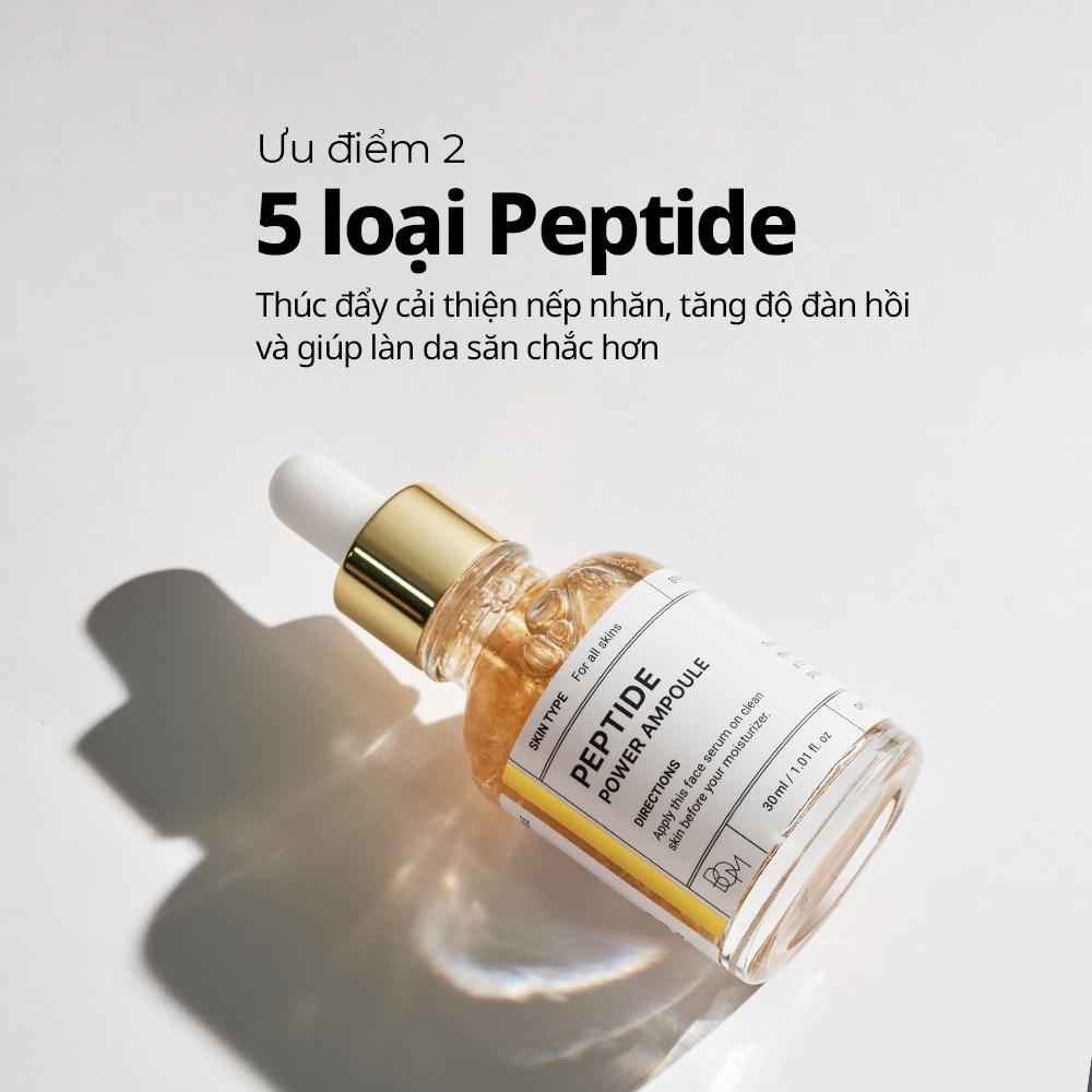 [DEAL ĐỘC QUYỀN] Tinh chất cải thiện độ đàn hồi da làm sáng da BOM Peptide Power Ampoule 30ml