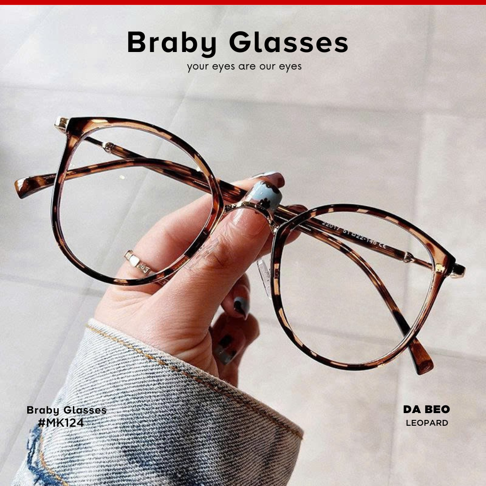 Gọng Kính Cận Dẻo Nam Nữ Braby Glasses Chất Liệu Nhựa Dẻo Siêu Nhẹ Thiết Kế Sang Trọng MK124
