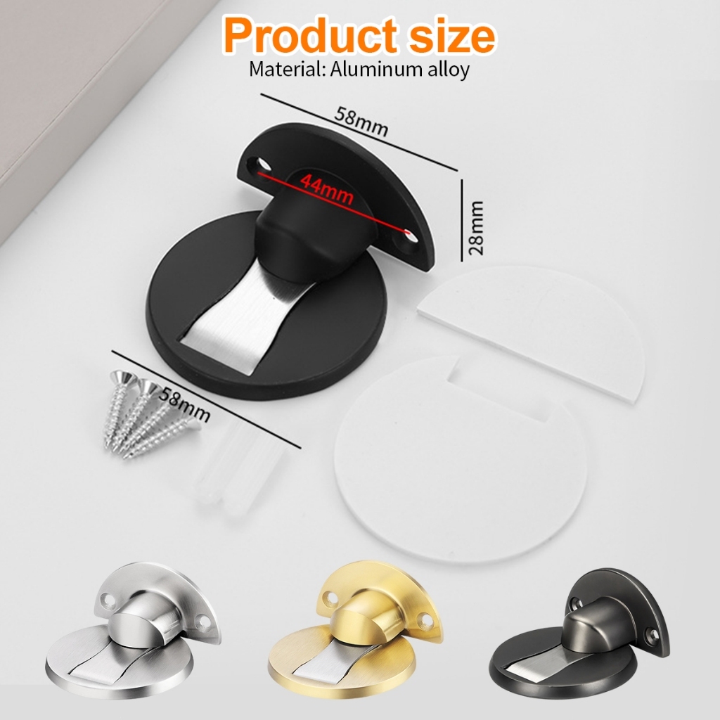 Chặn cửa inox nam châm siêu hít gắn sàn chống va đập thông minh kèm miếng dán tường 3M và ốc vít