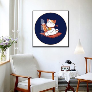 Tranh mèo thần tài treo tường thu hút tài lộc BH144 - Tranh treo trang trí, decor nhà hàng, quán ăn, các cửa tiệm