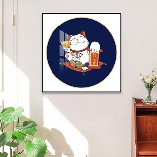 Tranh mèo thần tài treo tường thu hút tài lộc BH144 - Tranh treo trang trí, decor nhà hàng, quán ăn, các cửa tiệm
