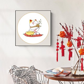 Tranh mèo thần tài treo tường thu hút tài lộc BH144 - Tranh treo trang trí, decor nhà hàng, quán ăn, các cửa tiệm