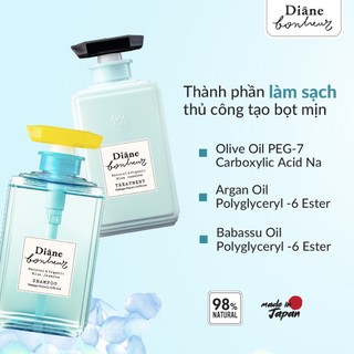 COMBO Dầu gội Dầu xả dưỡng tóc bóng mượt Diane Bonheur Blue Jasmine Damage Repair & Shine 500ml*2