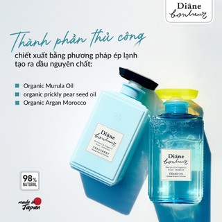 COMBO Dầu gội Dầu xả dưỡng tóc bóng mượt Diane Bonheur Blue Jasmine Damage Repair & Shine 500ml*2
