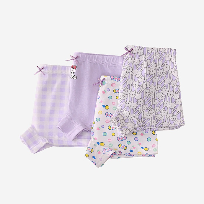Combo 4 Quần Lót Bé Gái, Quần Chip Bé Gái Chất Liệu Cotton Mềm Mịn Co Giãn Thoáng Mát