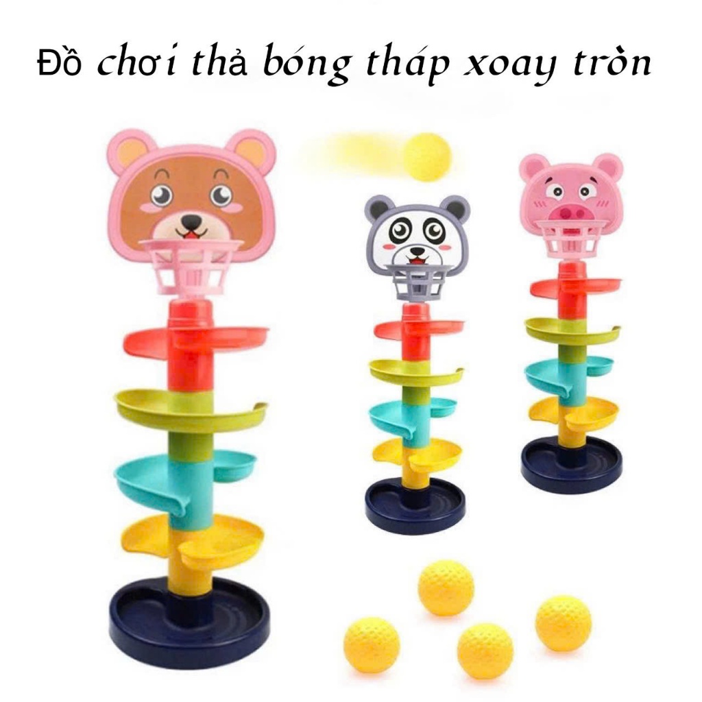 Thả Bóng Xoay Tròn Tháp Bóng Lăn Cầu Trượt Bóng, Tháp Xoay Đồ Chơi Kèm Bóng Rổ Cho Bé