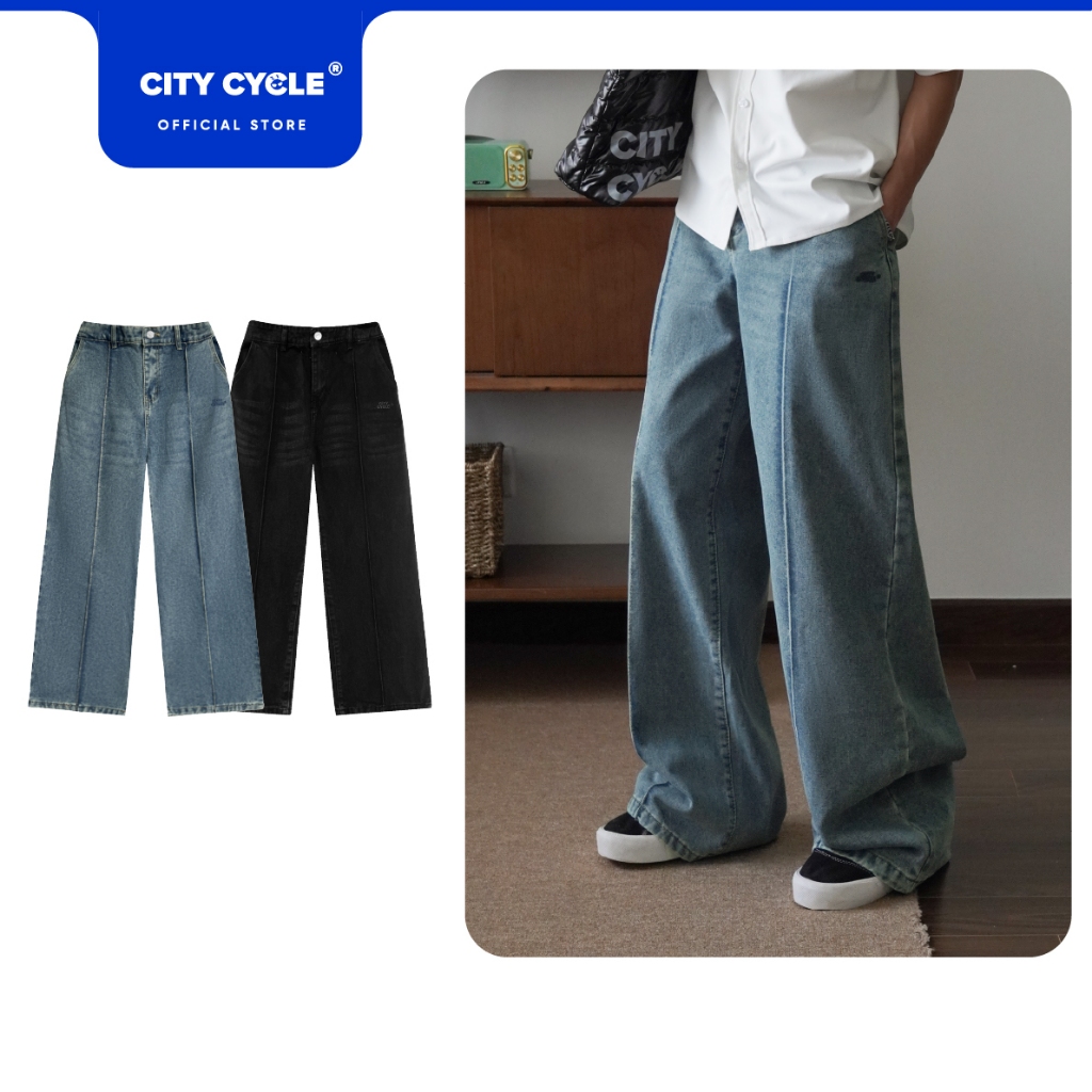 Quần jeans ống rộng quần bò nam nữ Local Brand Chính Hãng City Cycle Quần jeans Easy Denim