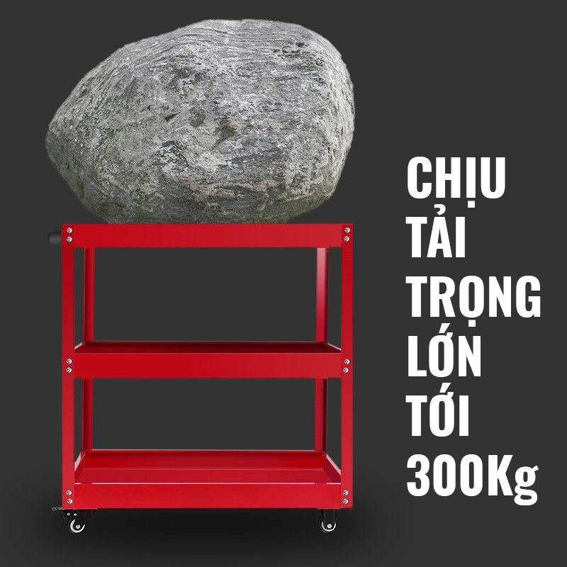 Reaim Xe đẩy 3 tầng dụng cụ có tay cầm và bánh xe xoay Chịu tải nặng Chống gỉ
