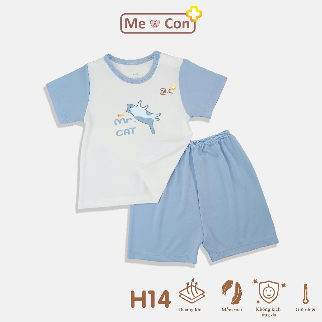 BST cộc cài vai tay phối màu hình in nhà Me & Con+ Cool Air thấm hút mồ ...