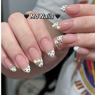 (Tặng Keo/Hộp) Nailbox Thiết Kế, Móng Úp, Móng Tay Giả Thạch Nude Fench Chấm Bi M04
