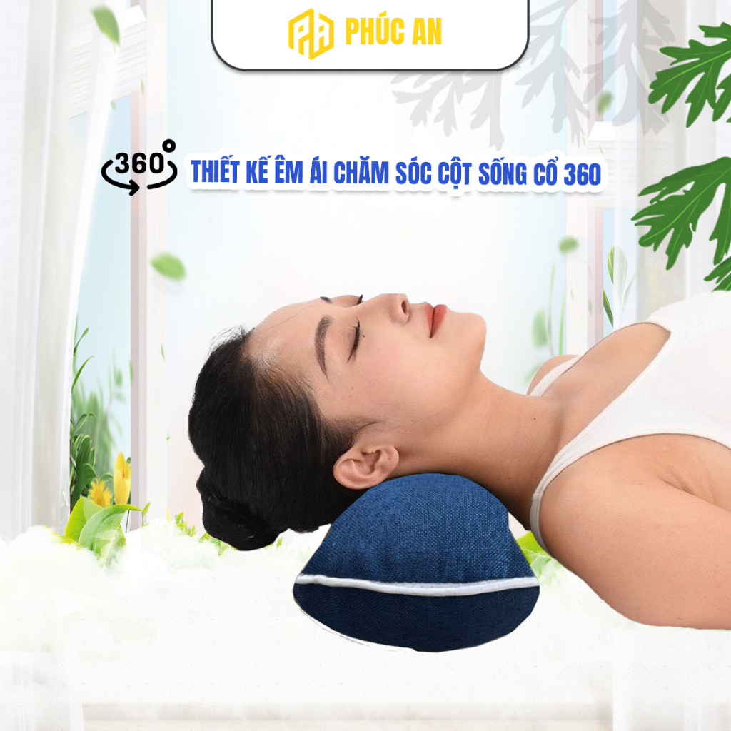Gối Điện Ngải Cứu Phúc An Sưởi Ấm Giảm Đau Nhức Vai Gáy Thiết Kế Công Thái Học Hỗ Trợ Giấc Ngủ Ngon