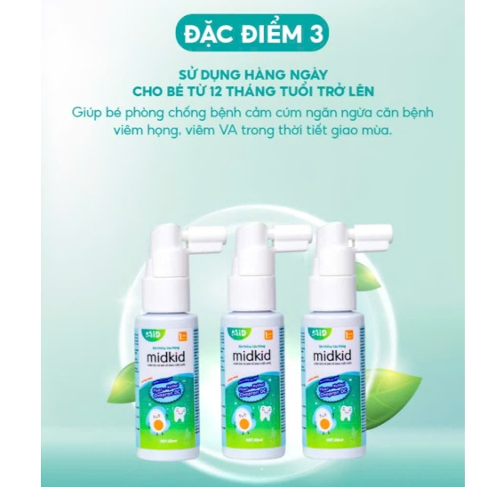 Xịt chống sâu răng Midkid vị Nho chính hãng cho bé từ 1 tuổi nuốt an toàn, làm sạch bảo vệ răng 30ml