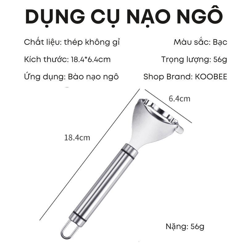 Dụng Cụ Tách Hạt Ngô Inox KOOBEE – Thiết Kế Thông Minh, Tách Hạt Nhanh Gọn, Không Làm Vỡ Hạt (NB63)