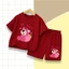 Set Bộ Thun Cotton Mùa Hè Cho Bé – Hình Gấu Hồng Ôm Dâu Tây, Vải Mềm Mịn Mát Mẻ Thoải Mái (M 267)