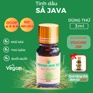 Tinh dầu Sả Java nguyên chất dùng thử 3ml - Hoa Nén - Khử mùi, đuổi muỗi