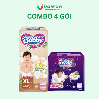 [Combo 2 gói/4 gói] Tã Bobby Organic ban ngày & ban đêm – Bề mặt hữu cơ, êm ái & thấm hút tối ưu