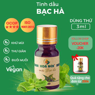 Tinh dầu Bạc Hà nguyên chất - Hoa Nén - Thư giãn, The mát - Dùng thử 3ml