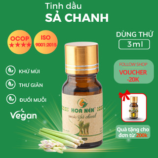 Tinh dầu Sả Chanh nguyên chất dùng thử - Hoa Nén -Khử mùi, đuổi muỗi - 3ml