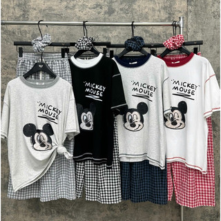 Set kèm quần kẻ tặng chun tóc