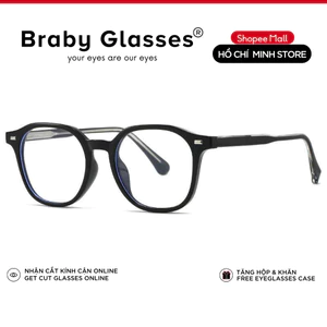 Gọng Kính Cận Dẻo Vuông Nam Nữ Braby Glasses Chất Liệu Nhựa Dẻo Siêu Nhẹ Thiết Kế Sang Trọng MK126