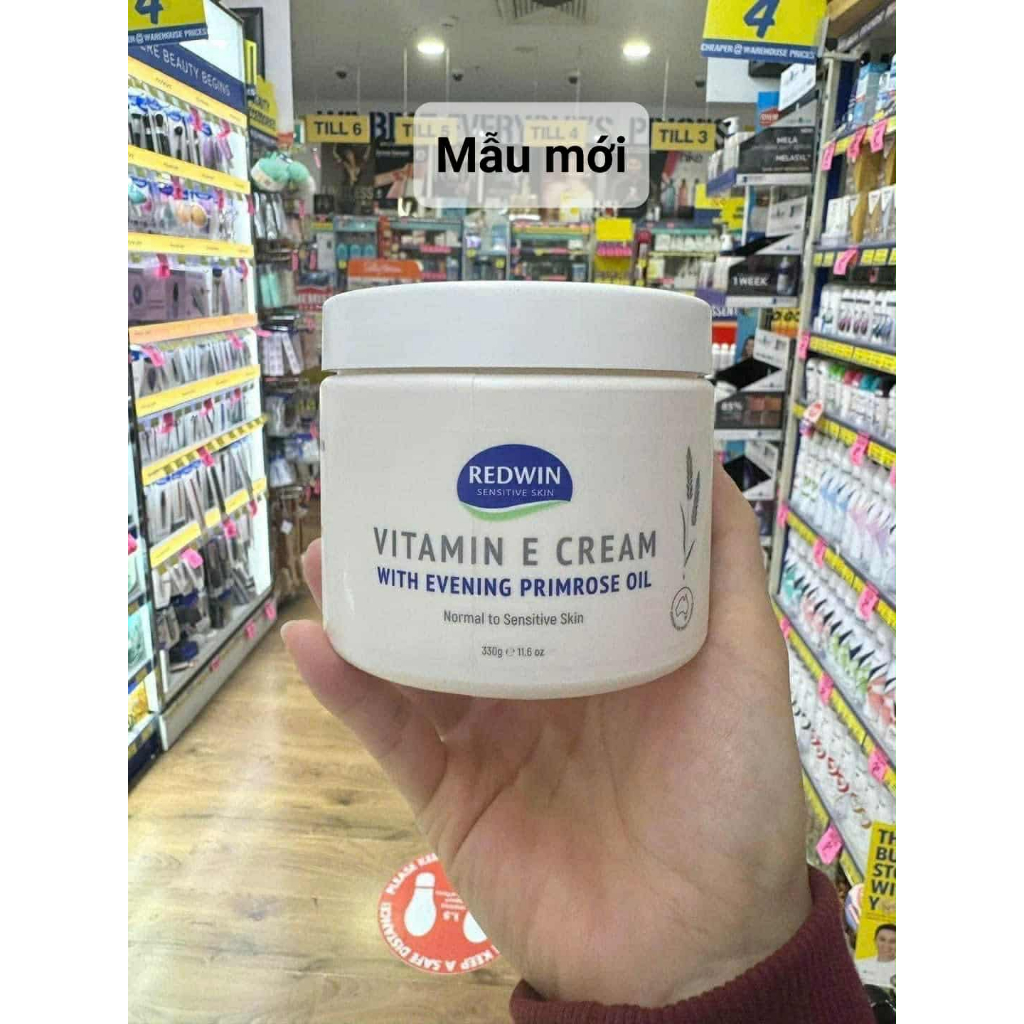 Kem Dưỡng Da Vitamin E và tinh dầu hoa anh thảo giúp da mềm mịn, trắng sáng Redwin Úc 330gr Chính Hãng