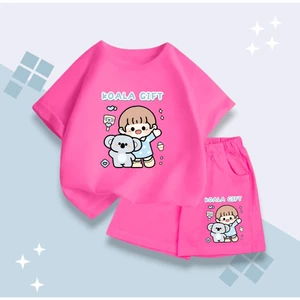 Bộ Quần Áo Thun Cotton Cho Bé – Hình Bé Trai Và Gấu Koala Gift Đáng Yêu, Mềm Mịn Thoáng Mát (M 269)