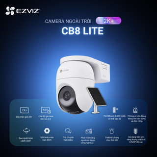Bộ Camera Pin EZVIZ CB8 Lite 4MP - Pin 5.200mAh, AI Phát Hiện Người/Xe, Chế Độ AOV Quay Hình Liên Tục, Ban Đêm Có Màu