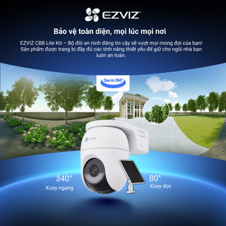 Bộ Camera Pin EZVIZ CB8 Lite 4MP - Pin 5.200mAh, AI Phát Hiện Người/Xe, Chế Độ AOV Quay Hình Liên Tục, Ban Đêm Có Màu