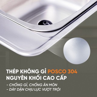 Chậu Rửa Bát Wonang Tân Á Đại Thành WKJ08551 Inox 304 Nhập Khẩu Hàn Không Kèm Hộc Phụ