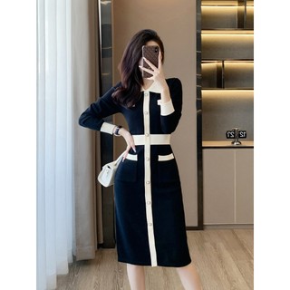 Đầm Len Dệt Kim Cổ Ve Ngọt Ngào AL107