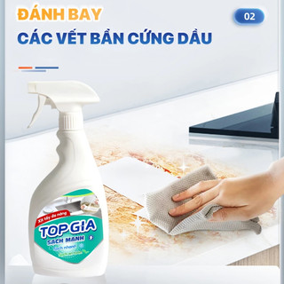 Chai dung dịch xịt tẩy đa năng TOPGIA làm sạch mọi vết bẩn, chai 500ml khử mùi, kháng khuẩn