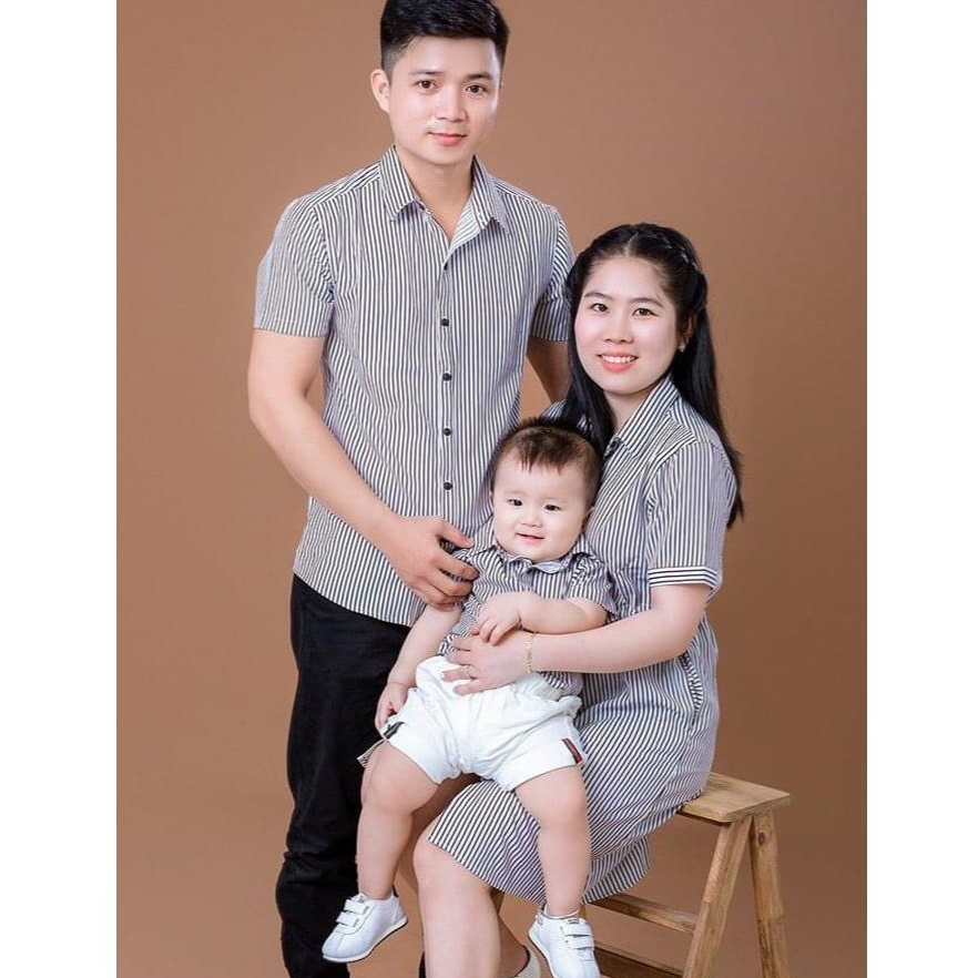 Combo Gia Đình Fig Tree Sọc Trắng Nền Đen Siêu Xinh, Chất cotton Co Giãn, Hàng thiết kế( MS 159)