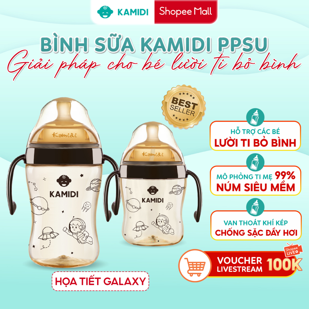 Bình Sữa Kamidi Chất Liệu PPSU Bình sữa Chống Sặc Và Đầy Hơi Cho Bé Họa ...