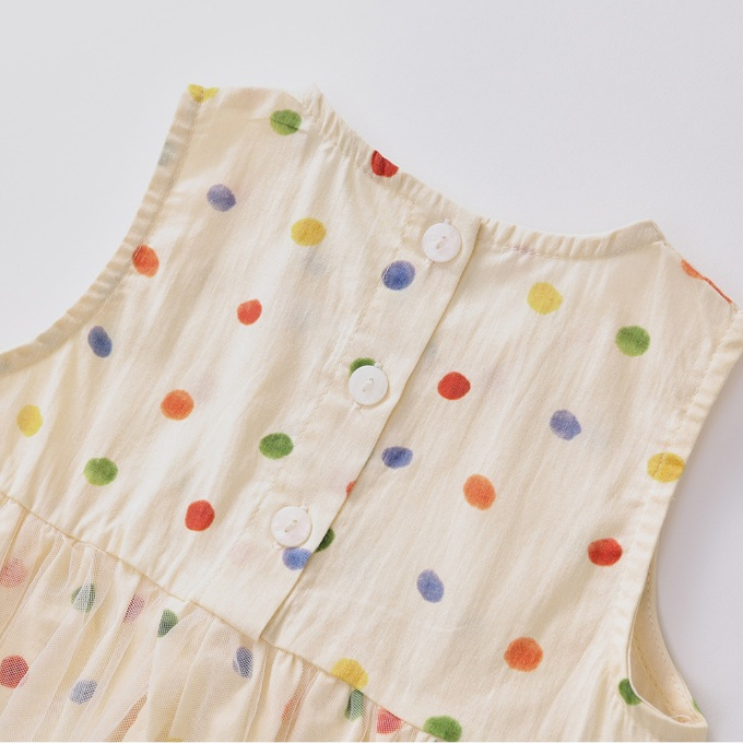 Set Đồ Bé Gái, Set Áo Ba Lỗ Quần Suông Chấm Bi Cho Bé Gái Chất Liệu Cotton Thoáng Mát