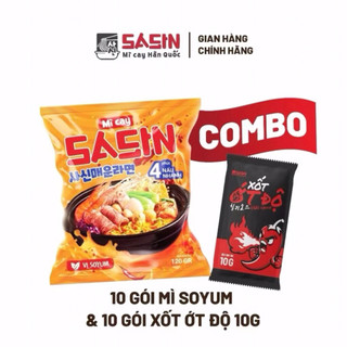 [ 10 GÓI ] MÌ CAY SASIN VỊ SOYUM + 10 GÓI XỐT ỚT ĐỘ 10G