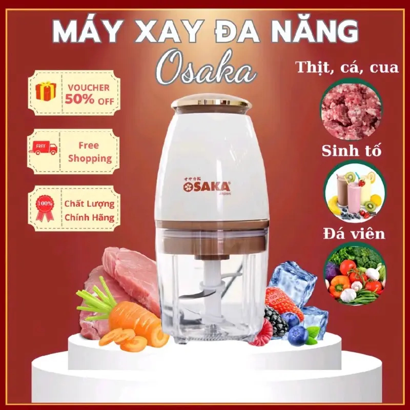 Máy Xay Sinh Tố Osaka, Xay Thịt Cá, Xay Đá, Xay Hoa Quả, Xay Đa Năng, Đồ Gia Dụng- Lưỡi Dao Bằng Thép Không GỈ