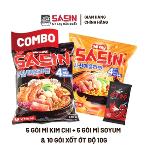 5 GÓI MÌ VỊ KIM CHI + 5 GÓI MÌ VỊ SOYUM + 10 GÓI XỐT ỚT ĐỘ 10G
