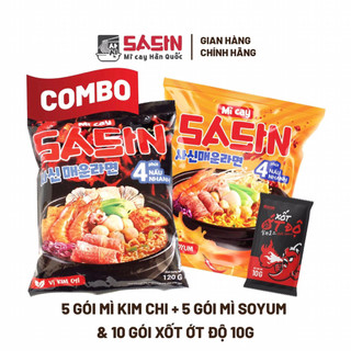 [ 10 GÓI ] 5 GÓI MÌ VỊ KIM CHI + 5 GÓI MÌ VỊ SOYUM + 10 GÓI XỐT ỚT ĐỘ 10G