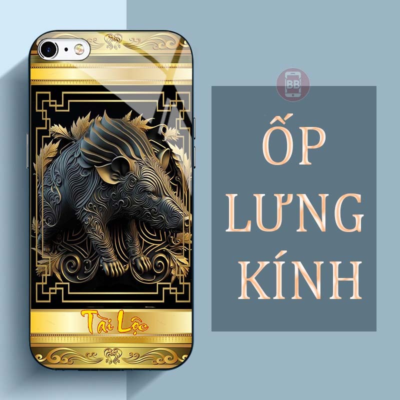 Ốp Lưng IPHONE 6, 6S, 6 PLUS, 6S PLUS Mặt Lưng Kính Cường Lực In Hình 12 con giáp Tài Lộc