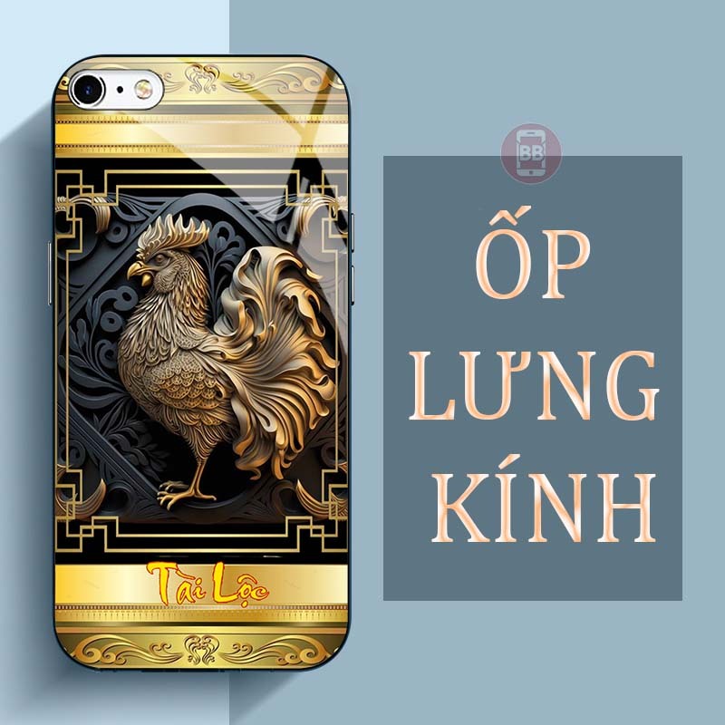 Ốp Lưng IPHONE 6, 6S, 6 PLUS, 6S PLUS Mặt Lưng Kính Cường Lực In Hình 12 con giáp Tài Lộc