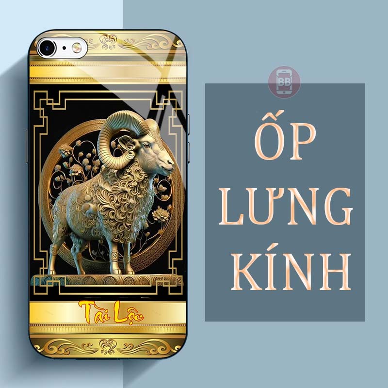 Ốp Lưng IPHONE 6, 6S, 6 PLUS, 6S PLUS Mặt Lưng Kính Cường Lực In Hình 12 con giáp Tài Lộc