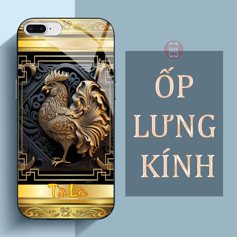 Ốp Lưng IPHONE 7, 8, 7 PLUS, 8 PLUS Mặt Lưng Kính Cường Lực In Hình 12 con giáp Tài Lộc