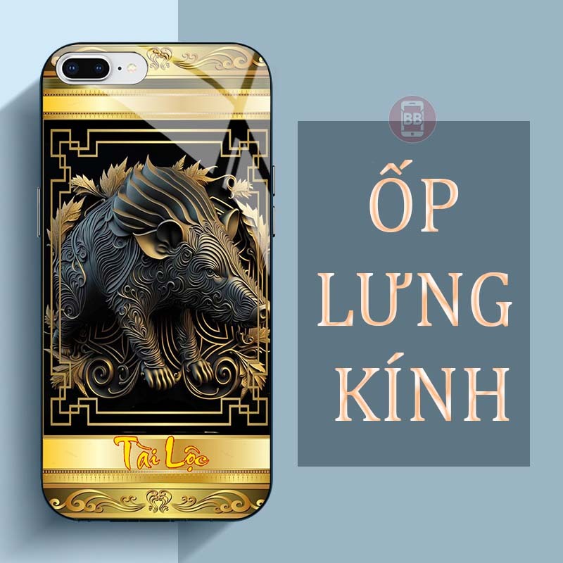 Ốp Lưng IPHONE 7, 8, 7 PLUS, 8 PLUS Mặt Lưng Kính Cường Lực In Hình 12 con giáp Tài Lộc