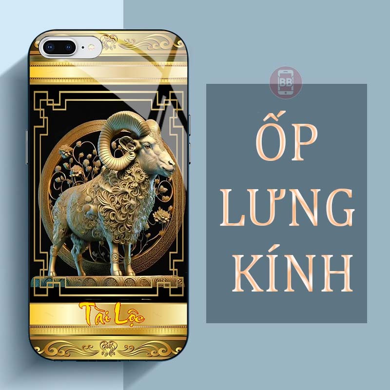 Ốp Lưng IPHONE 7, 8, 7 PLUS, 8 PLUS Mặt Lưng Kính Cường Lực In Hình 12 con giáp Tài Lộc