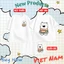 Bộ Thun Cotton Mềm Mịn Cho Bé – In 2 Mặt Hình Gấu Trắng Quàng Khăn Dễ Thương, Thoáng Khí, (M 270)
