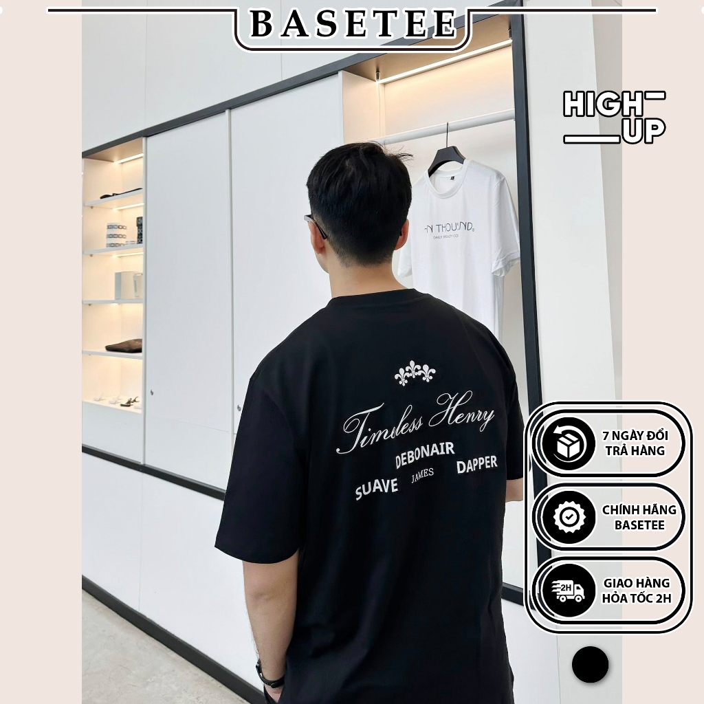Áo thun đen Timeless 100% cotton co giãn thấm hút mồ hôi 40-100kg form suông Unisex Basetee