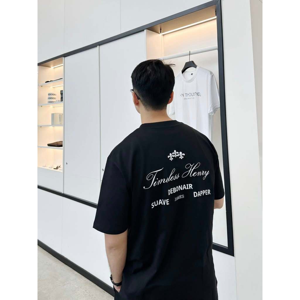 Áo thun đen Timeless 100% cotton co giãn thấm hút mồ hôi 40-100kg form suông Unisex Basetee
