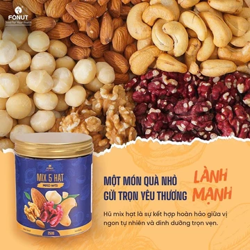 Mix 5 hạt dinh dưỡng Fonut 250g -500g hạt dinh dưỡng loại 1 tốt để nấu sữa hạt, ăn vặt, healthy