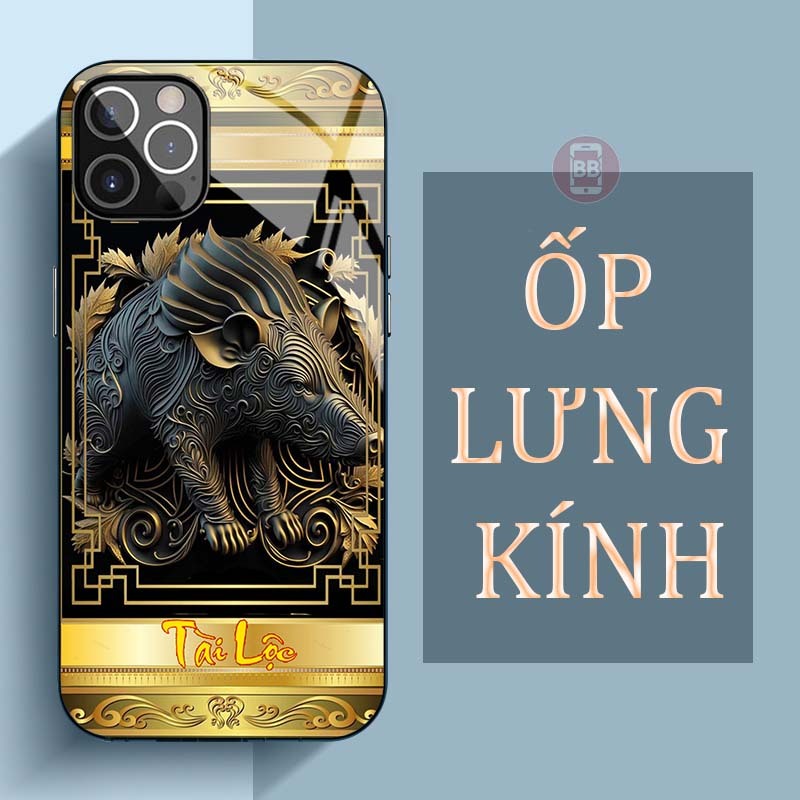 Ốp Lưng IPHONE 11, 11 PRO, 11 PRO MAX Mặt Lưng Kính Cường Lực In Hình 12 con giáp Tài Lộc